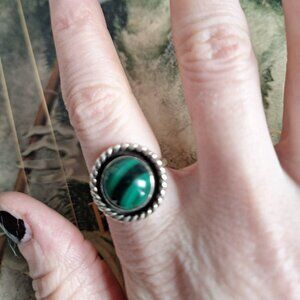 Sterling silver malachite ring by Brujatx